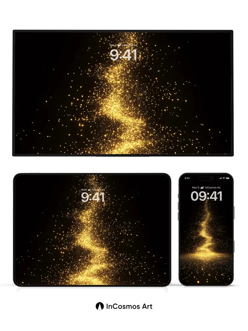 Golden Sparkle Wallpaper with Starlight Trail