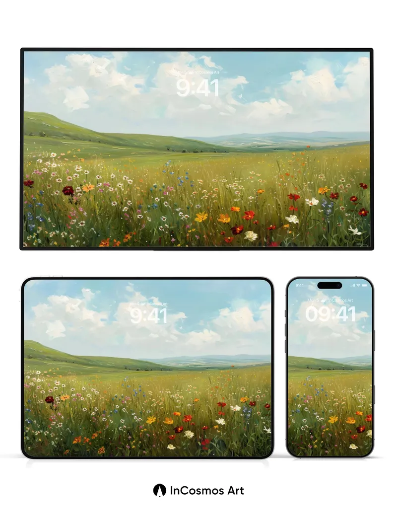 Serenity Meadow Wallpaper with Whispering Petals