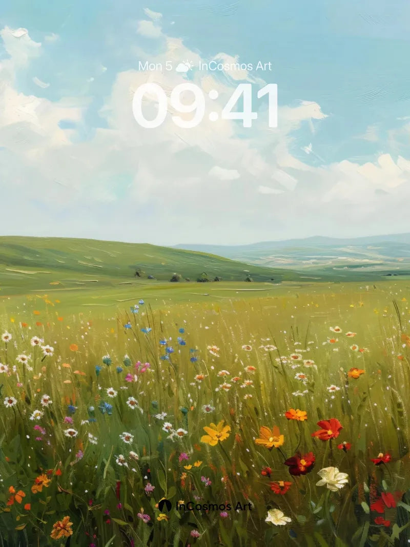 Serenity Meadow Wallpaper with Whispering Petals