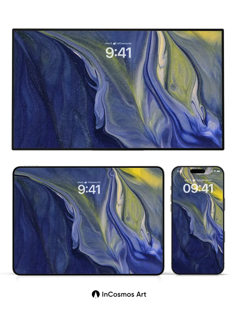 Deep Currents Wallpaper with Liquid Gold Veins