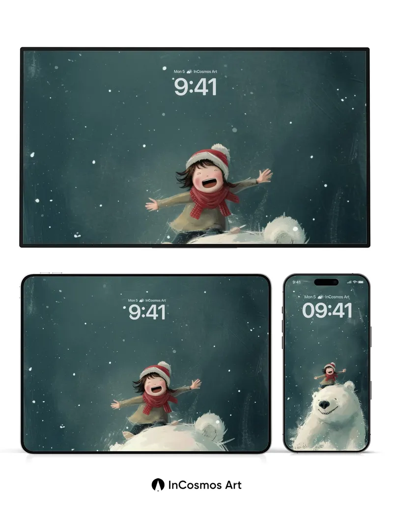 Wonderful Polar Adventure Wallpaper with Snowy Laughter