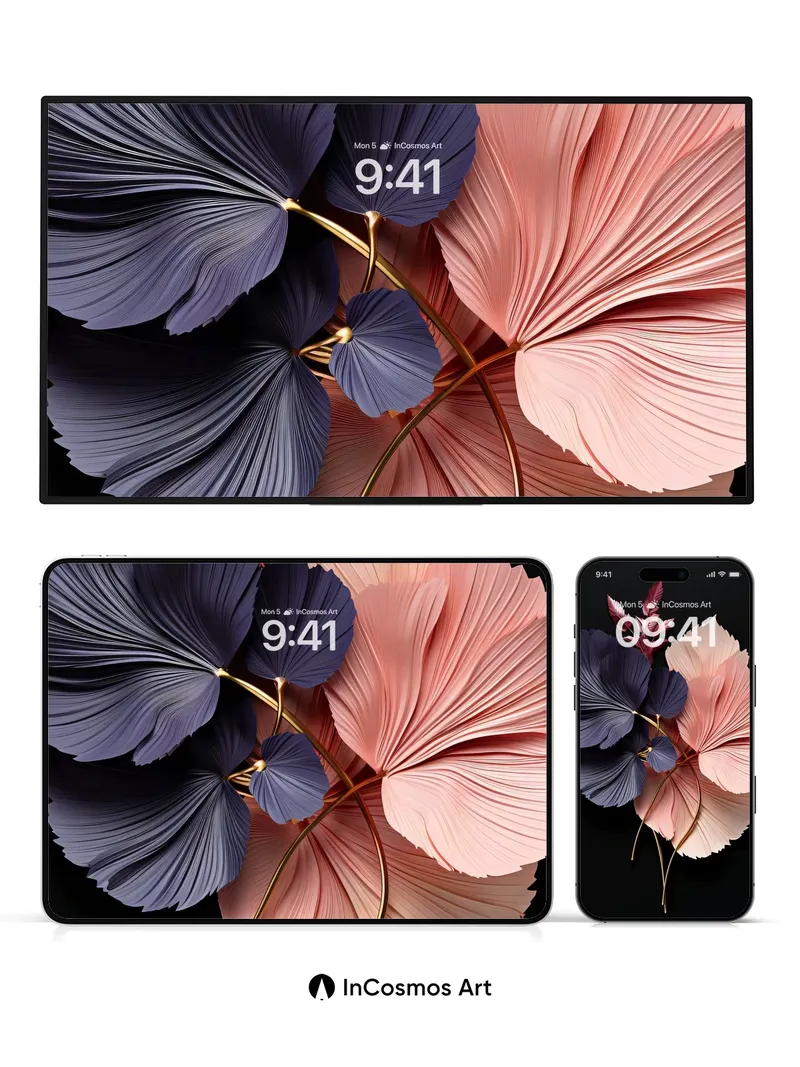 Velvet Petal Wallpaper with Golden Veins