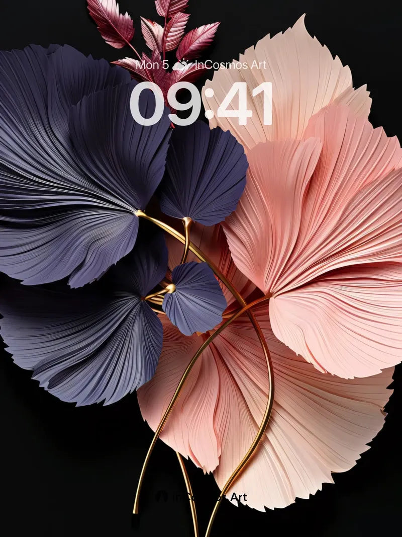 Velvet Petal Wallpaper with Golden Veins