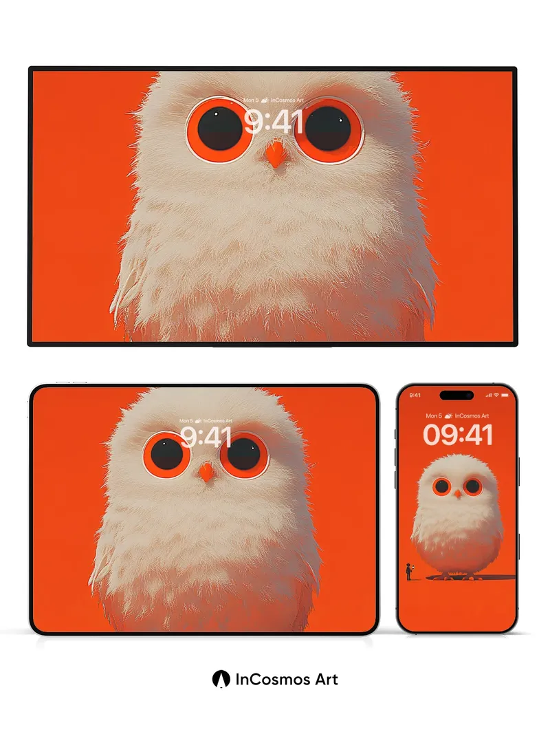 Giant Fluff Wallpaper with Tiny Human Shadow