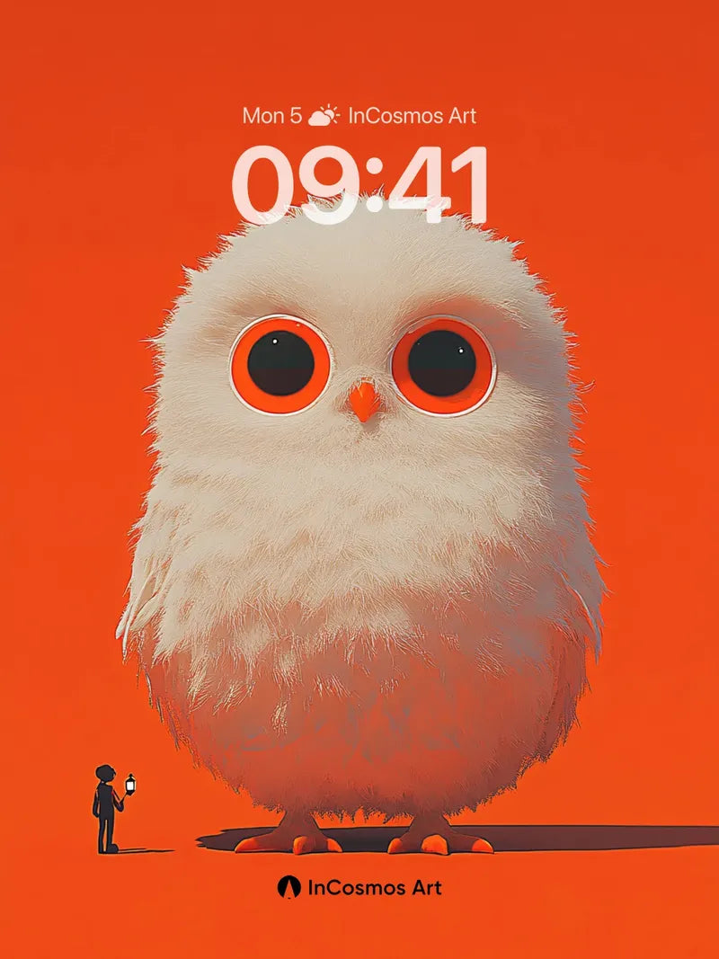 Giant Fluff Wallpaper with Tiny Human Shadow