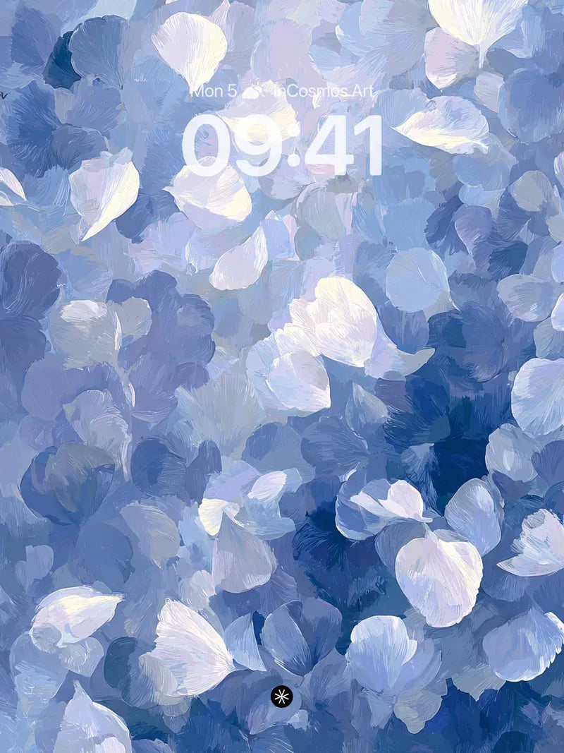 Serene Blue Petal Drift Wallpaper in Soft Haze wallpaper for iPhone, iPad & Mac