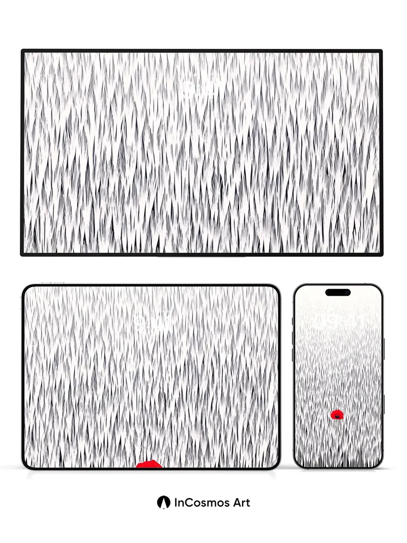 Solitary Bloom Wallpaper in Monochrome Field