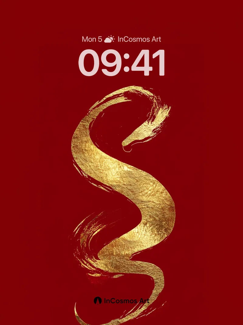 Golden Serpent Wallpaper with Brushstroke Magic wallpaper for iPhone, iPad & Mac