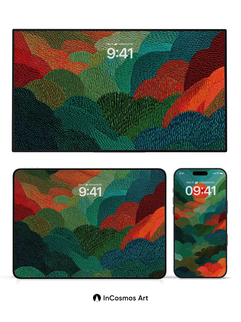 Ember Veil Wallpaper with Stitched Light