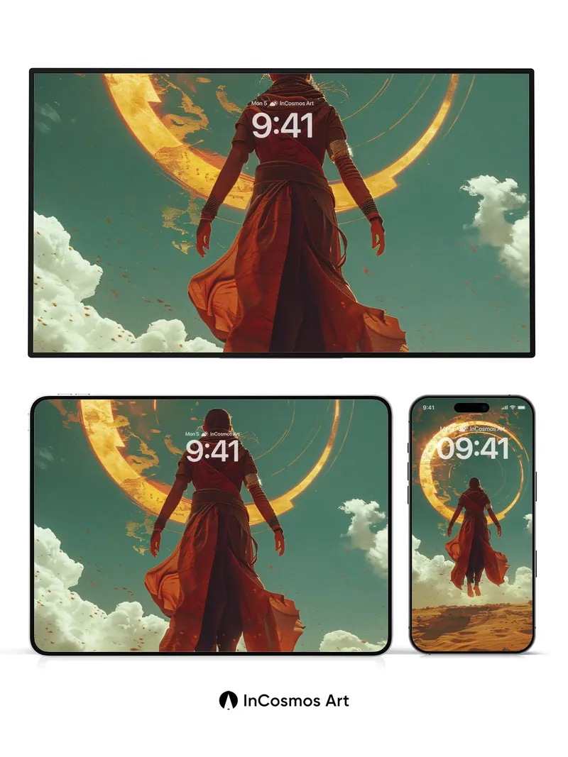 Floating Solitude Wallpaper with Celestial Ring