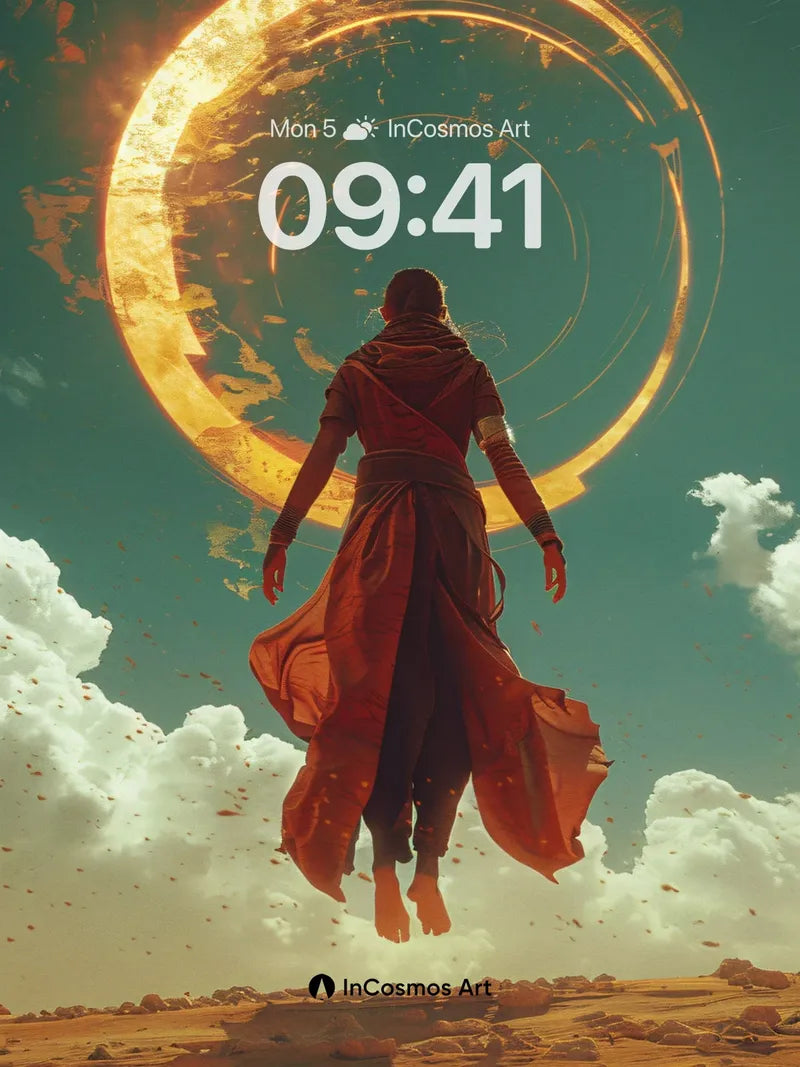 Floating Solitude Wallpaper with Celestial Ring