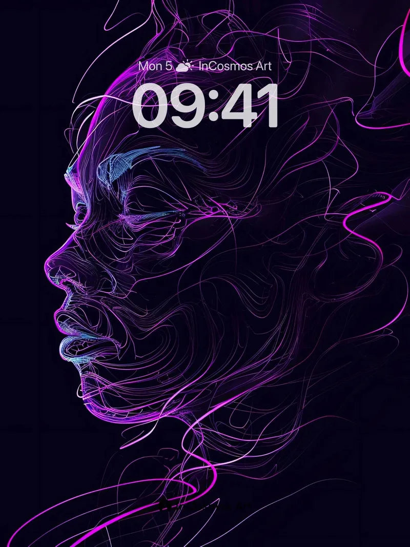 Neon Veil Wallpaper with Ghostly Lines