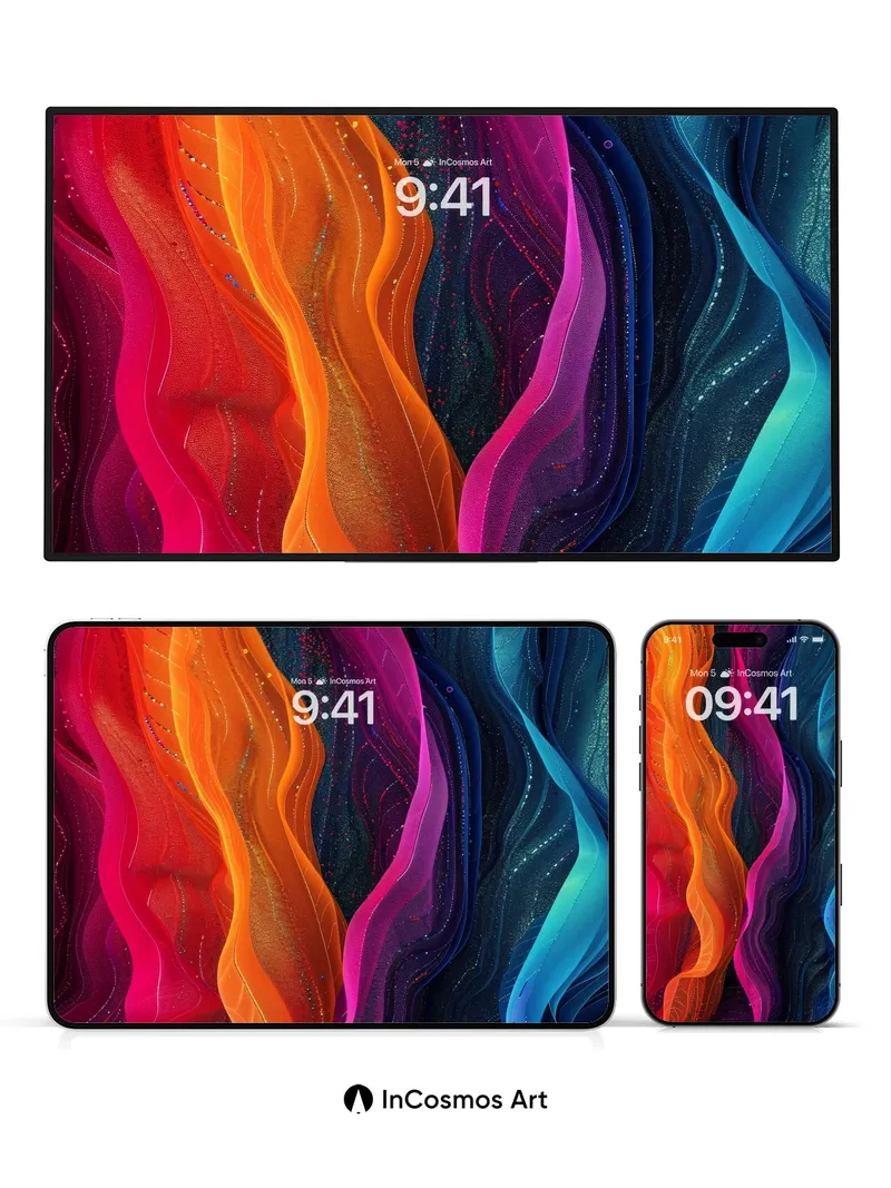 Luminous Wave Wallpaper with Cosmic Threads