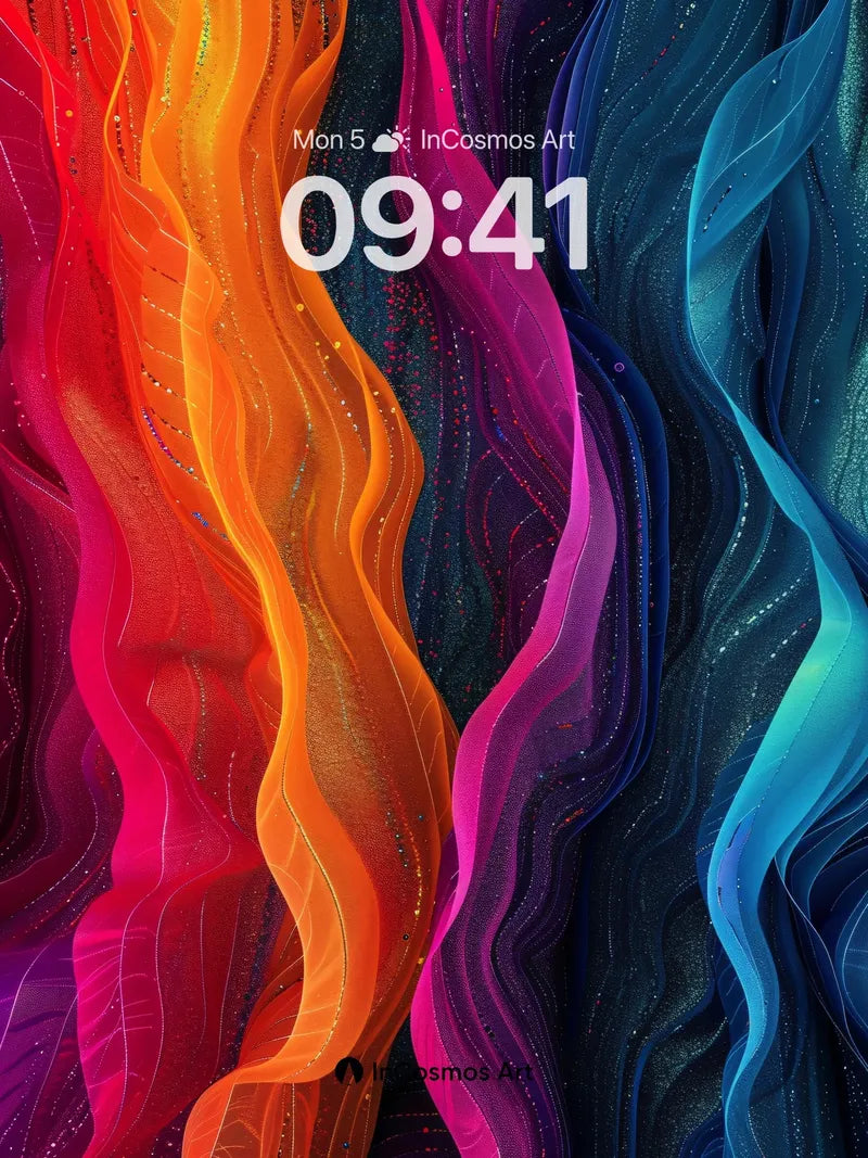 Luminous Wave Wallpaper with Cosmic Threads