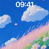 Serenity Meadow Wallpaper with Floating Petals wallpaper for iPhone, iPad & Mac