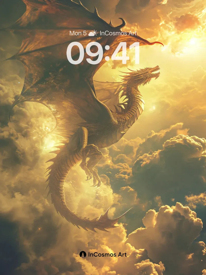 Golden Sky Serpent Wallpaper with Sunlit Wings