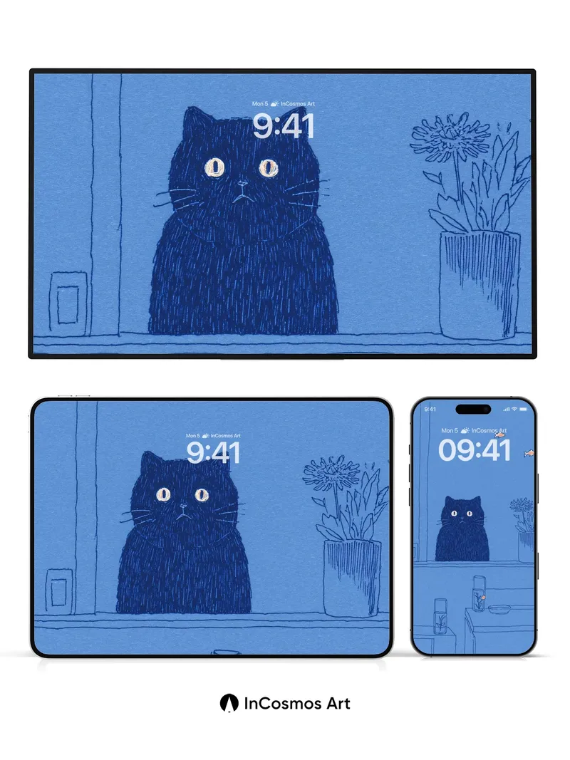 Midnight Watch Wallpaper with Floating Fish