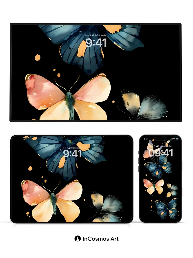 Nocturnal Flutter Wallpaper with Ethereal Wings