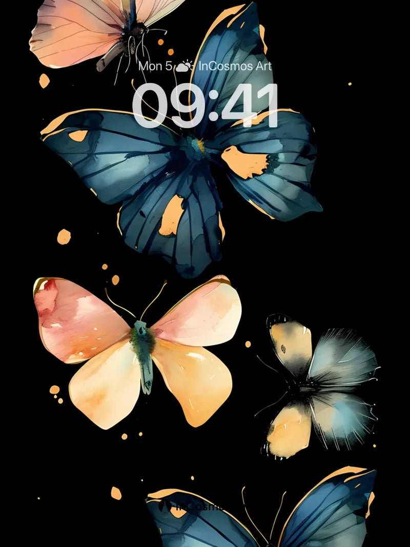 Nocturnal Flutter Wallpaper with Ethereal Wings