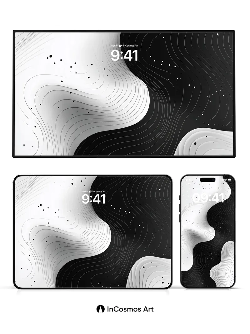 Silent Contour Wallpaper with Cosmic Dots