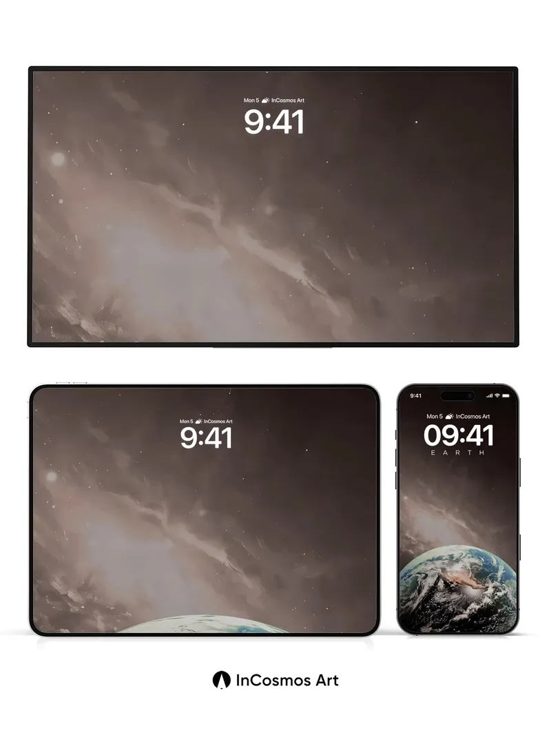 Cosmic Serenity Wallpaper with Earth's Breath