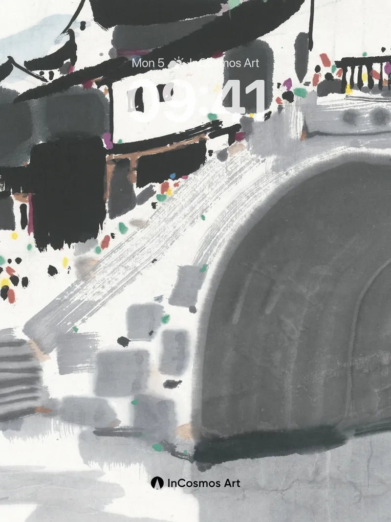 Serenity Bridge Wallpaper with Ink-Brush Whispers