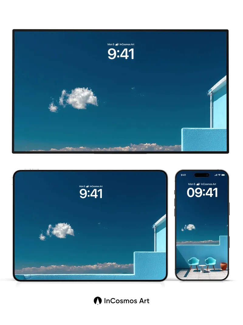 Serene Skyline Wallpaper with Turquoise Embrace