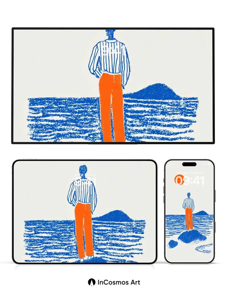 Solitary Horizon Wallpaper with Textured Sunlight