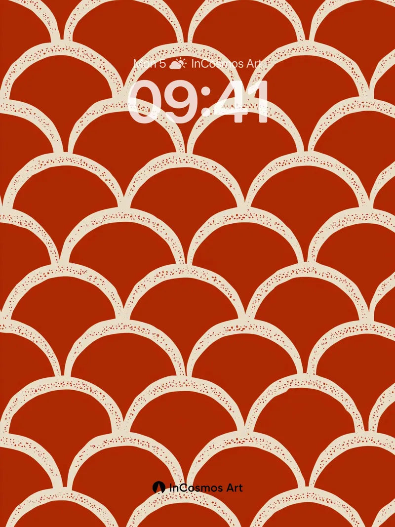 Crimson Scale Wallpaper with Dotted Edges
