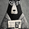Solemn Bear Wallpaper with Coffee and News wallpaper for iPhone, iPad & Mac