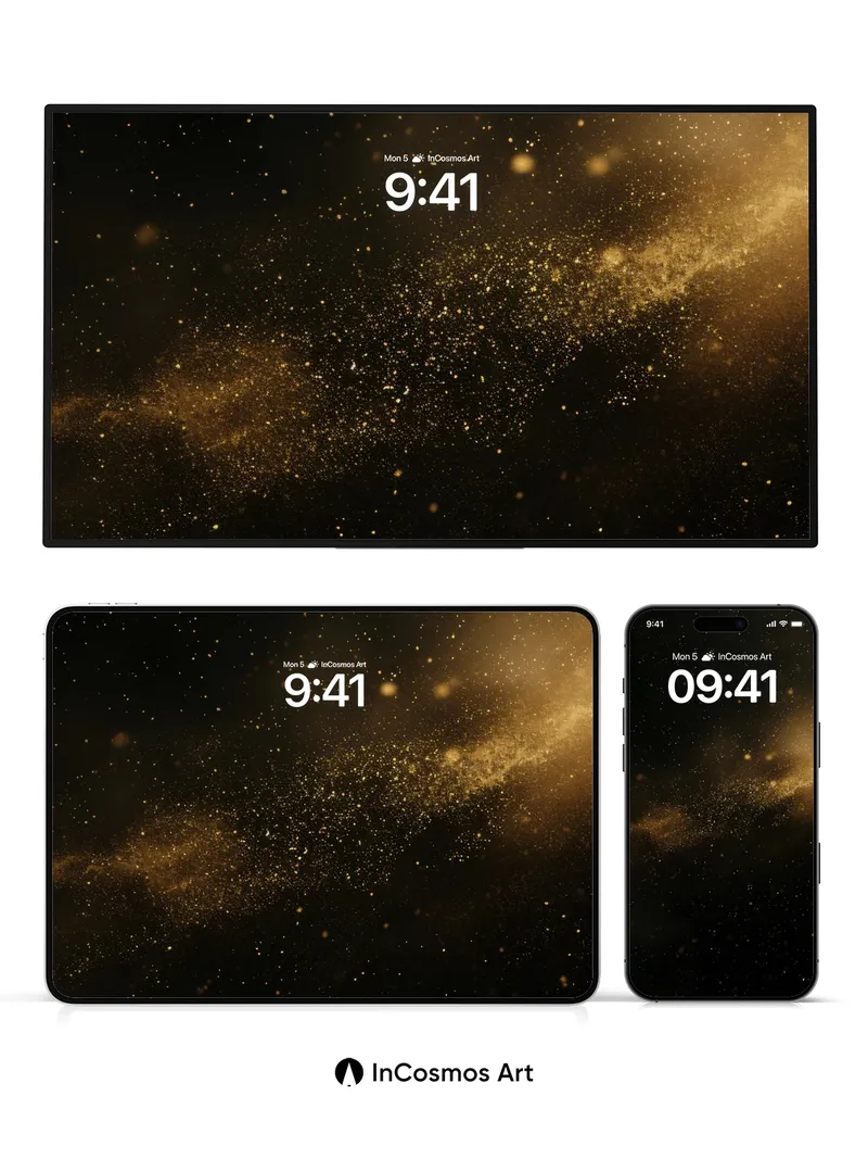 Golden Nebula Wallpaper with Cosmic Dust Trails