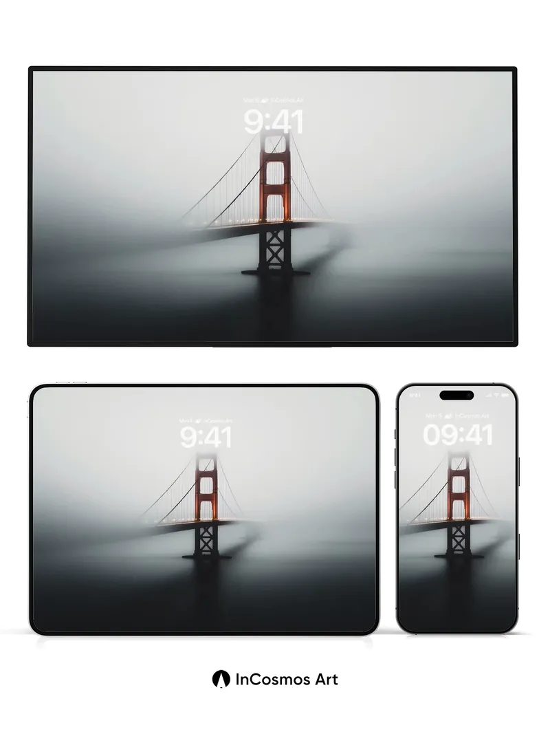 Fog-Drifted Bridge Wallpaper with Ethereal Silence