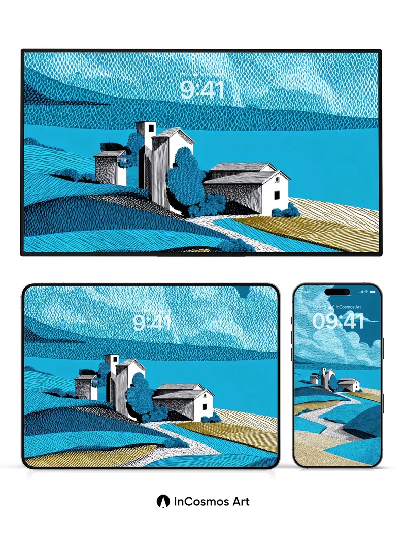 Serenity Ridge Wallpaper with Textured Fields