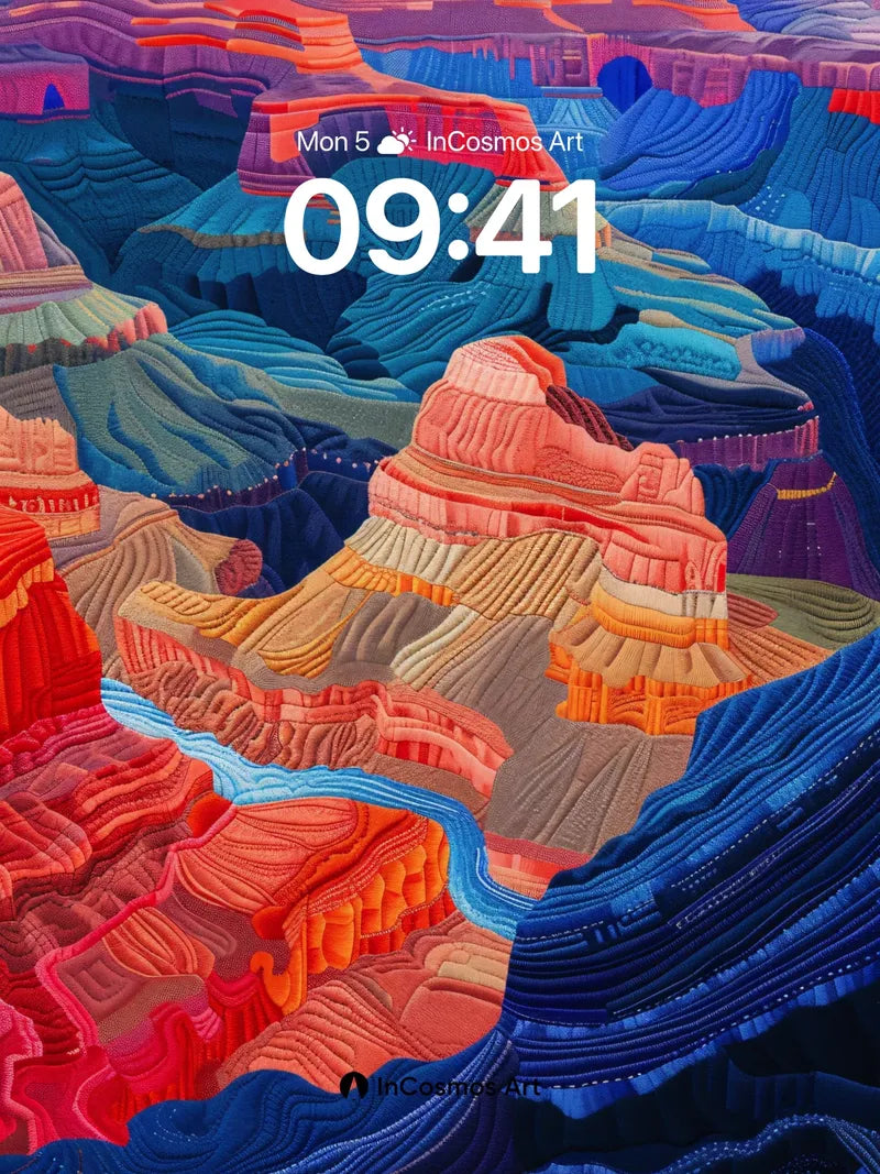 Surreal Canyon Wallpaper with Embroidered Light