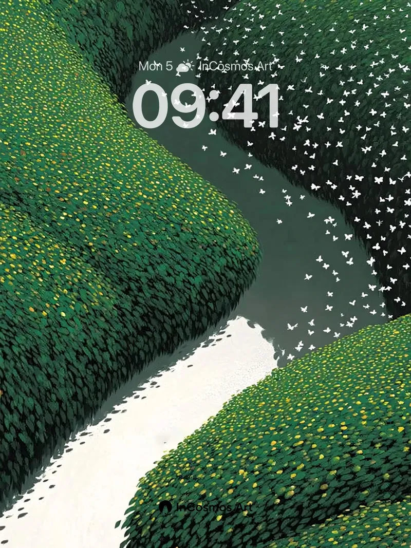 Serenity Stream Wallpaper with Flocking Birds