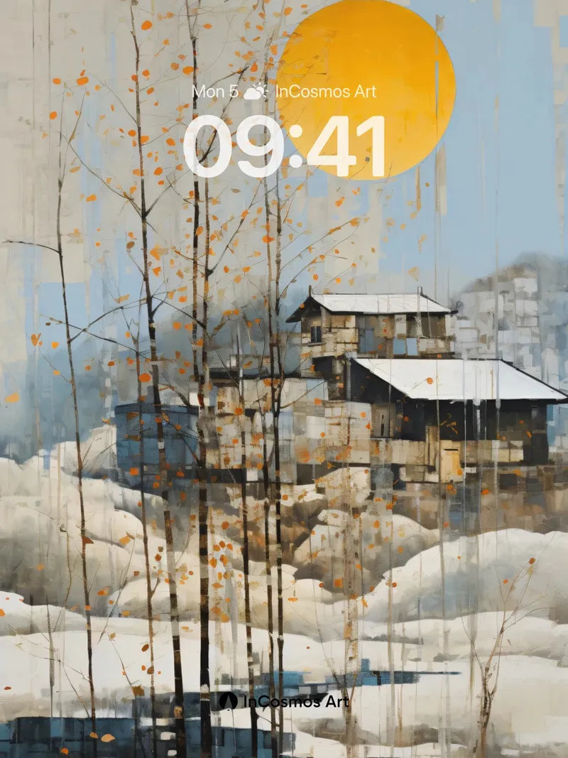 Golden Hush Wallpaper with Snow-Covered Silence