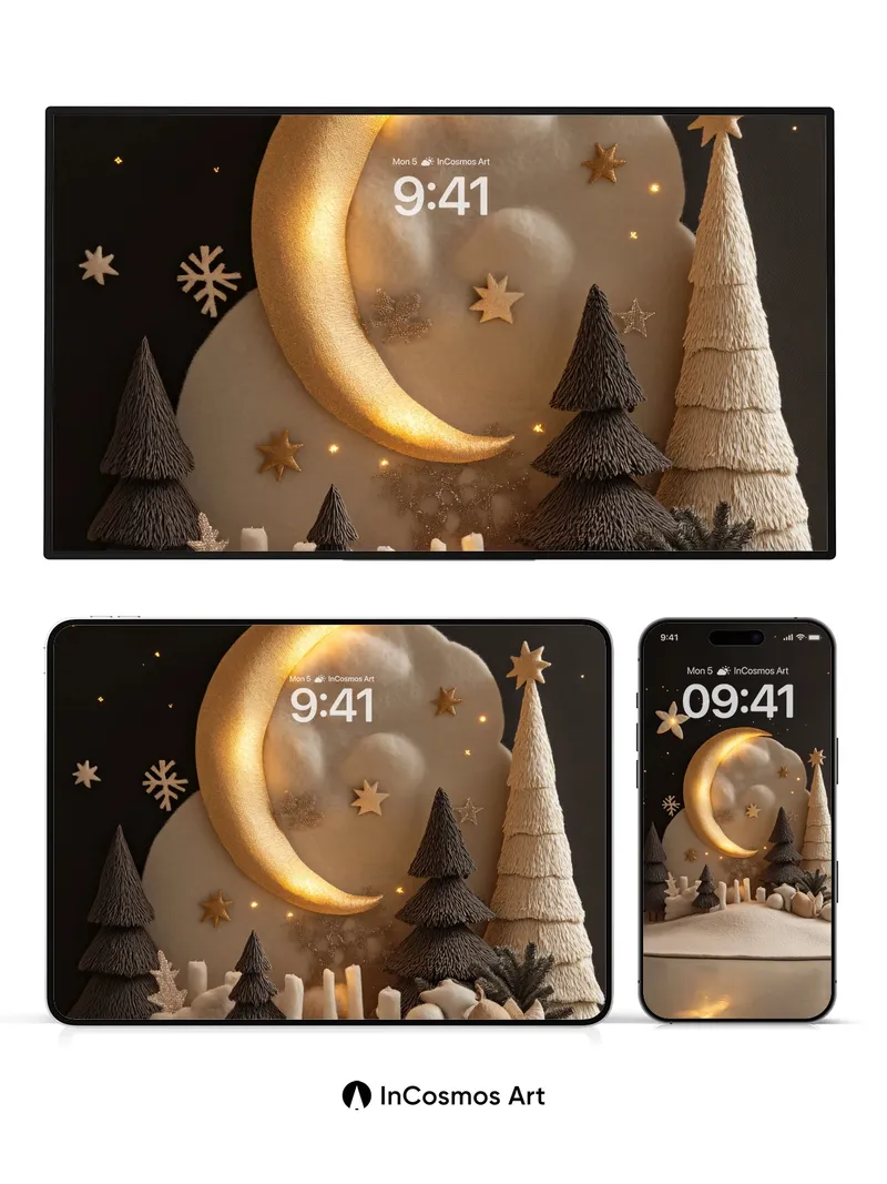 Luminous Moonlit Forest Wallpaper with Soft Textures