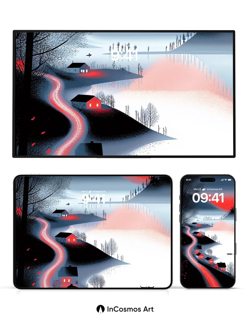 Crimson Veil Wallpaper with Frozen Light Trails