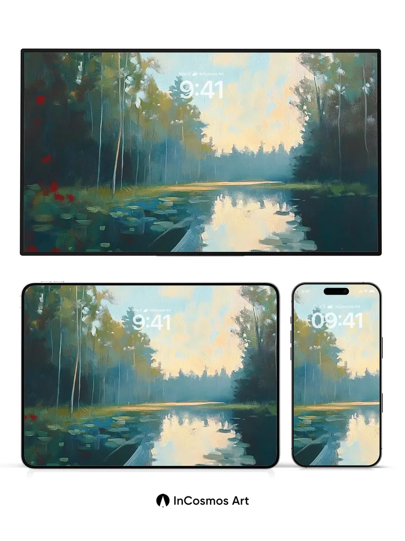 Serenity River Wallpaper with Golden Hush