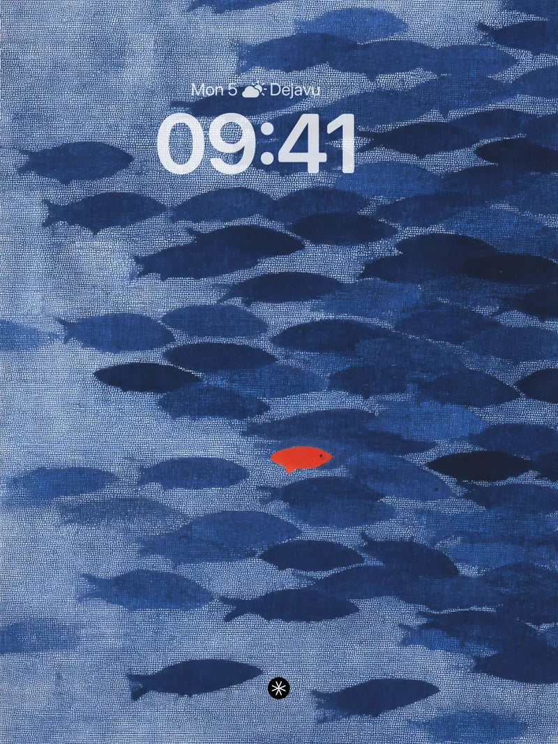 Indigo School of Fish Solo Red Wallpaper
