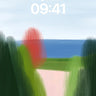 Serene Pathway Wallpaper with Brushstroke Trees wallpaper for iPhone, iPad & Mac