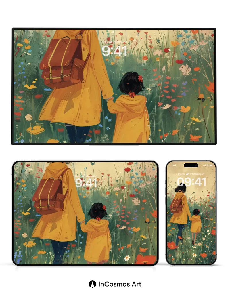 Golden Meadow Wallpaper with Whispering Flowers