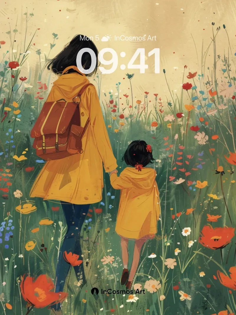 Golden Meadow Wallpaper with Whispering Flowers