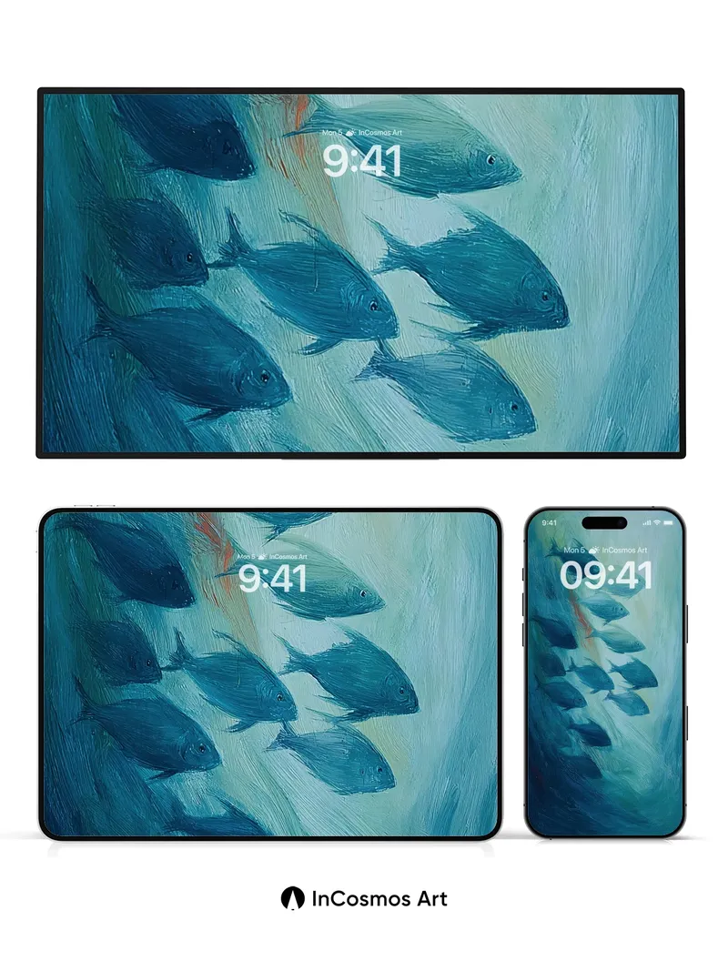 Sapphire Current Wallpaper with Flickering Depths