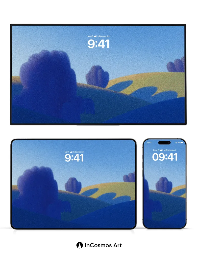 Serenity Ridge Wallpaper with Shadowed Silhouettes