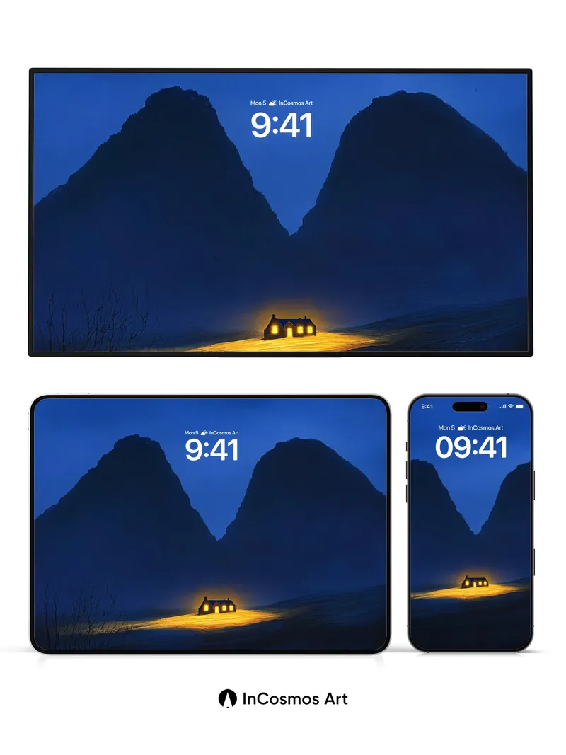 Silent Hearth Wallpaper with Mountain Embrace