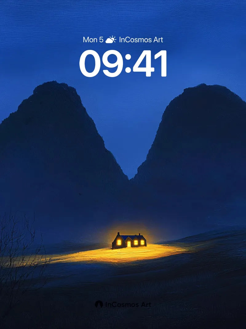 Silent Hearth Wallpaper with Mountain Embrace