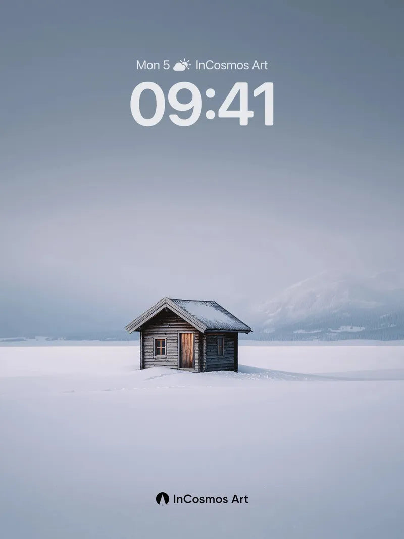 Frozen Solitude Wallpaper with Wooden Haven