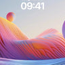 Luminous Wave Wallpaper with Floating Orbs wallpaper for iPhone, iPad & Mac