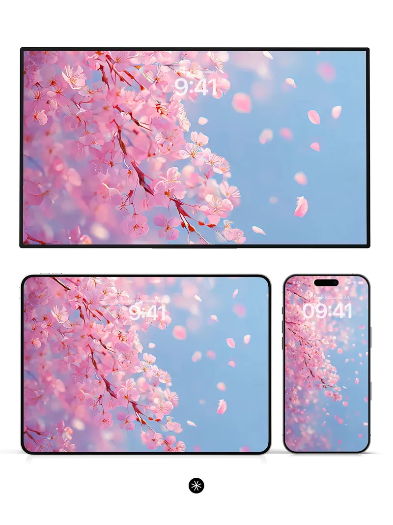 Soft Pink Petal Drift Wallpaper in Spring Haze
